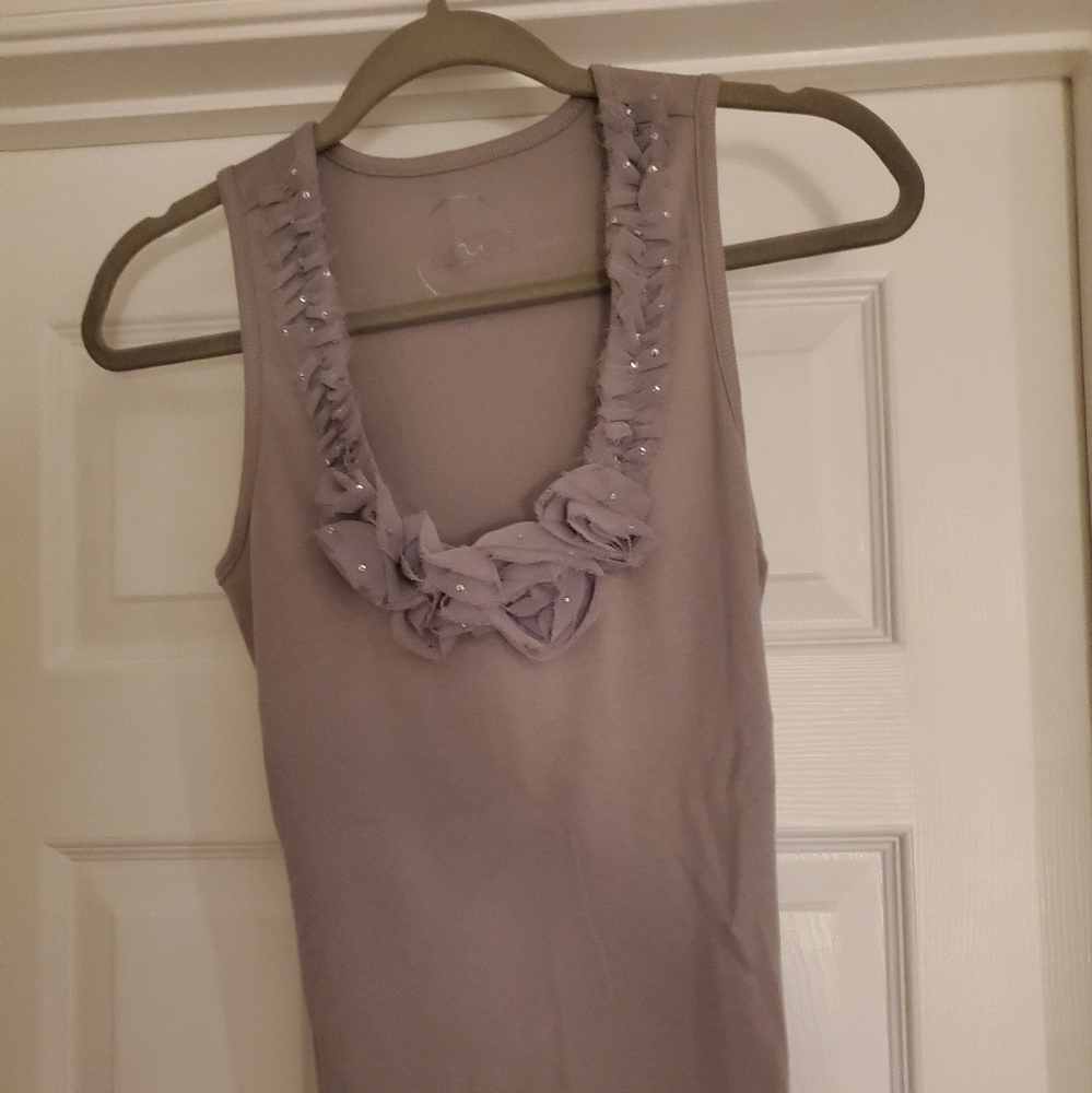 WOMEN'S SIZE MEDIUM GRAY INC TANK TOP WITH FLOWER BORDER